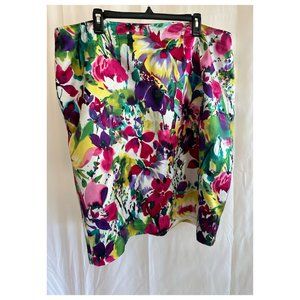 Jones New York Watercolor floral silky women's plus 22W straight skirt
